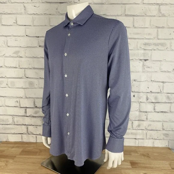 Mizzen+Main Shirt Men's XL Trim Fit Long Sleeve Button Up Blue SLIM - Picture 3 of 13